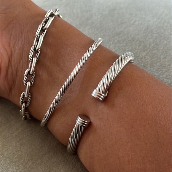 David Yurman Diamond Pave Silver X Cable Bracelet 5mm - Picture 11 of 11